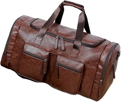 Imagen del producto de Bolsas de viaje para hombre, estilo duffel, de cuero sintético (PU), con gran capacidad