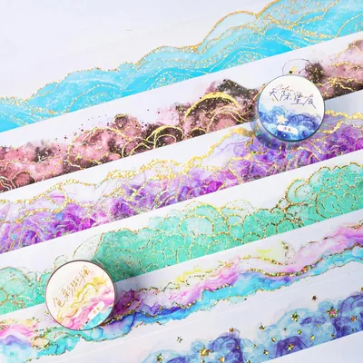 Image de Lot de 6 rouleaux de ruban washi, stickers en PET colorés, pour scrapbooking et bullet journal
