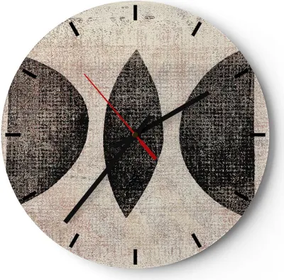 Produktbild von Wanduhr - Rund - Glasuhr - Form Figuren Geometrisch - 40x40cm - Schleichendes Uhrwerk - Lautlos - zum Aufhängen bereit - Dekoration Modern - Wanddekoration aus Glas - C3AR40x40-5099