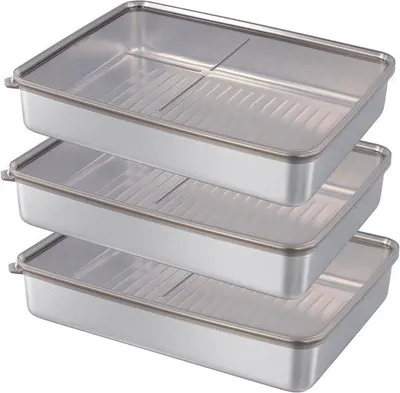 Produktbild von Edelstahl-Aufbewahrungsbox für den Kühlschrank – 2000 ml – Luftdichte und stapelbare Box für Fleischwaren und Käse