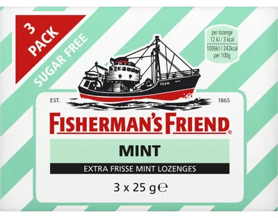 Obrázok produktu pre Fisherman's Friend Mint bez cukru 75 g – silné, osviežujúce pastilky