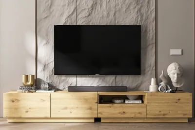 Produktbild von 2 Stk TV-Schrank 2 x Enjoy TV Loft Style Modern Lindner Möbel Schublade 240cm x 37cm x 35cm Farbe: Eiche artisan matt