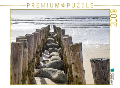 Produktbild von CALVENDO Puzzle Pfahlreihe am Strand von Blåvand 2000 Teile Puzzle quer | 2000 Teile Lege-Größe 90x67cm Foto-Puzzle für glückliche Stunden