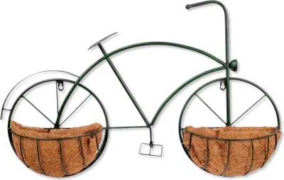 Produktbild von Metall Blumenhalter Wand Fahrrad dunkel-grün 48 x 76cm Blumen-Ampel Pflanzfahrrad Wand-Deko