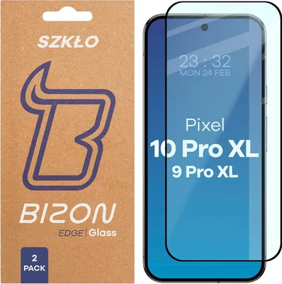 Produktbild von 2x Gehärtetes Glas für Google Pixel 10 Pro XL / 9 Pro XL, Bizon Glass Edge Duo, Schwarzer Rahmen
