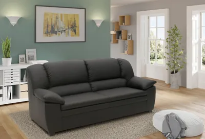 Produktbild von DOMO Collection Sofa 100 018, 2,5-Sitzer Couch aus Kunstleder, 2,5er Couchgarnitur, Polstersofa 189 x 92 x 89 cm (BxTxH), schwarz