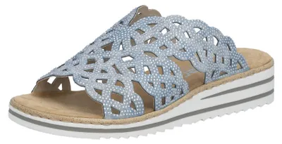 Produktbild von Rieker Damen Pantolette breiter Riemen mit Strass schmale Weite V0689, Größe:40 EU, Farbe:Blau