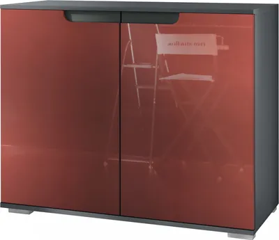 Produktbild von Vladon Kommode Sylt V3, Moderner Küchenschrank mit 2 großen Türen Anthrazit matt / Bordeaux Hochglanz (92,5 x 75.5 x 35)