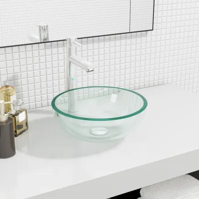 Produktbild von The Living Store Waschbecken Hartglas 30x12 cm Transparent