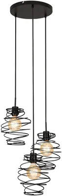 Produktbild von Pendelleuchte Pendellampe Metallspiralen 3xE27 60W Ø30cm Schwarz Briloner