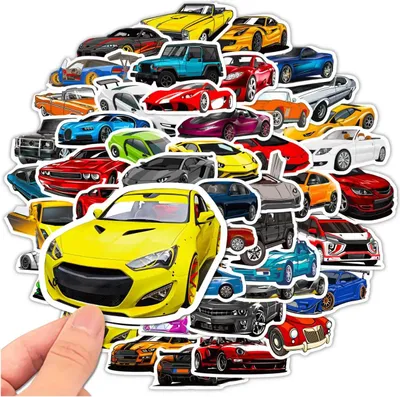 Produktbild von Autoaufkleber-Set, 50-teilig, bunt, zum Selbermachen für Kinderdekoration