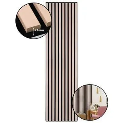 Zdjęcie produktu dla LP Projekt – panel ścienny z drewna 150 x 40 cm | Nowoczesny panel akustyczny 3D do pomieszczeń i biur | Dekoracyjny panel ścienny w pastelowym kolorze łososiowym, nadający się do dekoracji ścian