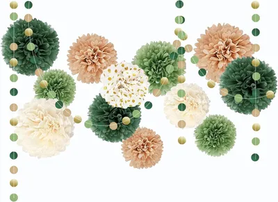 Image de Pompons en papier, lot de 15, de couleurs variées, de 30 cm, 25 cm et 20 cm, pour la décoration de fêtes