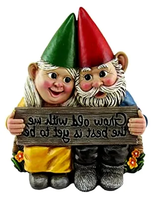 Produktbild von Gartenzwergpaar Statue – Zwergendekoration für den Garten – Romantisches Zwergenpaar