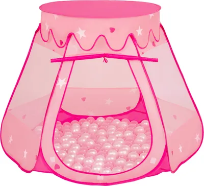 Produktbild von Selonis Spielzelt Kinder 105x90cm mit 100 Bunte bälle ∅6cm - Zelt kinderzimmer Kinder spielzelt Bällebad zelt Kinderspielzelt für drinnen - Pink