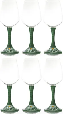 Produktbild von Casa Padrino Luxus Weinglas 6er Set Grün / Mehrfarbig H. 23,5 cm - Handgefertigte & handbemalte Weingläser - Hotel & Restaurant Accessoires - Luxus Qualität -  Italy