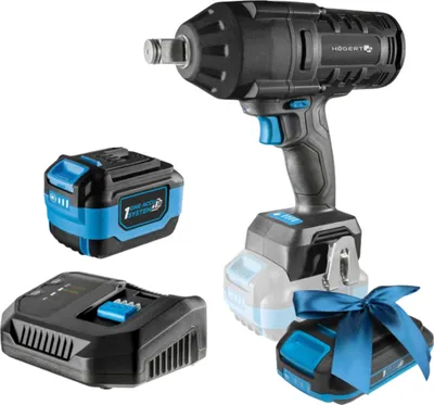 Produktbild von Högert Technik Akkusatz Bürstenloser Schlagschrauber-Set 18V, 1000 Nm Drehmoment, 4,0 Ah Akku, 4A Ladegerät, Koffer, Bürstenloser Motor, LED-Beleuchtung, Für Werkstätten + PROMO 2,0 Ah