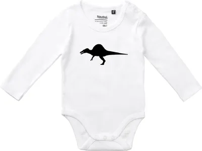 Produktbild von Huuraa Baby Body Spinosaurus Dinosaurier 68 White  Baumwolle Fairtrade Langarmbody Geschenkidee