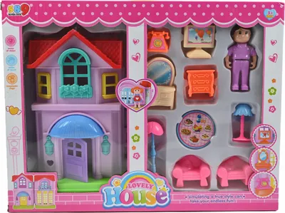Produktbild von Puppenhaus mit Möbeln & Zubehör - 2 Etagen Spielhaus für Kinder - Kreatives Spielzeug Set