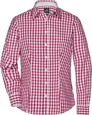 Produktbild von Ladies' Checked Blouse bordeaux/white, Gr. S