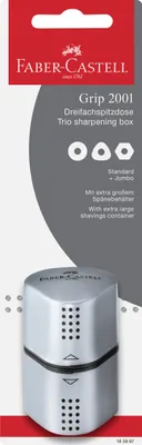 Produktbild von Faber-Castell 48253, Manueller Bleistiftspitzer, Schwarz, Silber, Stahl, Sichtverpackung, 1 Stück(e)