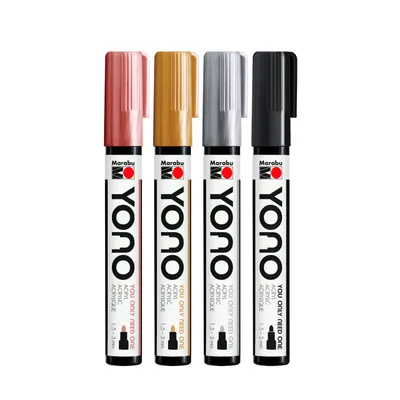 Productafbeelding van Marabu1240000004001 Marabu Acrylmarker "YONO", 1,5 - 3,0 mm, set van 4, METALLIC