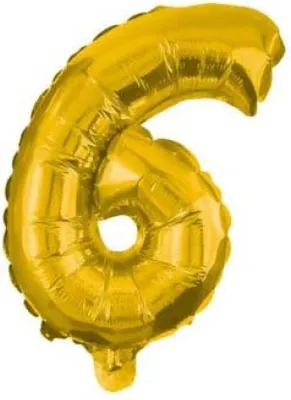 Produktbild von Nummer Gold, Riesen-Zahl 6 Folienballon 85 cm