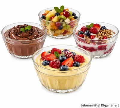 Produktbild von 4er Set Chia Dessertschälchen Glas Kompottschälchen Snacks Dip Salat