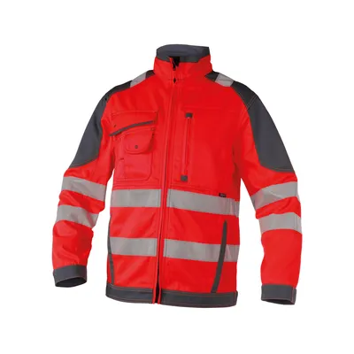 Produktbild von DASSY® Orlando Warnschutz Arbeitsjacke NEONROT/ZEMENTGRAU Gr.S Länge: STANDARD
