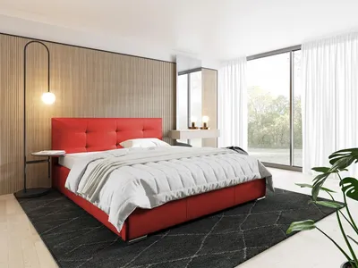Obrázek produktu pro Čalouněná manželská postel 140x200 YADRA - červená