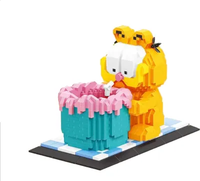 Produktbild von B-18450 - Garfield mit Milchshake Stiftehalter (Balody) Diamond Blocks Klemmbausteine