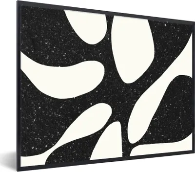 Produktbild von MuchoWow® Gerahmtes Poster Pflanze - Schwarz - Minimalismus 80x60 cm - Poster mit Schwarzem Bilderrahmen Wandposter Rahmen Foto Bilder - Schwarzem - Mit Gestell
