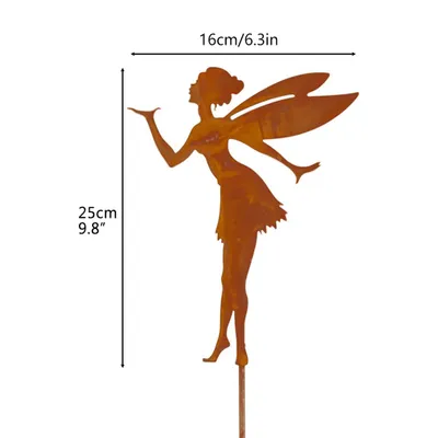 Imagen del producto de Estaca para jardín, silueta de metal, estaca para el césped, silueta de hada, decoración para jardín