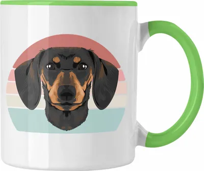Produktbild von Trendation - Dackel Tasse Geschenke Dachshund Rauhaardackel Lustig Vintage Grafik (Grün)