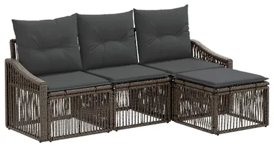 Produktbild von vidaXL Gartensofa-set 4 stk. Grau Poly-Rattan