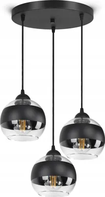 Produktbild von LUXOLAR - Led Pendelleuchte 3 flammig - Deckenleuchte Schwarz E27 60W - Hängelampe für Wohnzimmer, Küchen - Schwarz - transparent Glas Kugeln