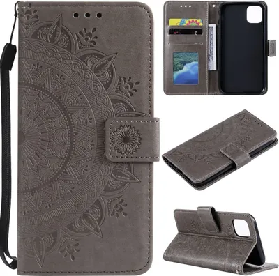 Produktbild von König Design Hülle kompatibel mit Apple iPhone 14 Pro Max Kunstleder Handyhülle - Handy Case Grau