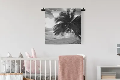 Produktbild von MuchoWow® Wandteppich Wandbehang Palmen an der Küste 60x60 cm Tapisserie Dekoration Wandtuch - Dekorationen - Wand Decke