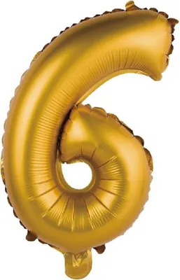 Image de Ballon gonflable chiffre '6' doré, 35 cm