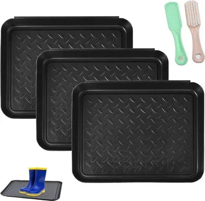 Produktbild von Famanu Schuhablage mit erhöhtem Rand - Schwarz, 35 x 27 cm