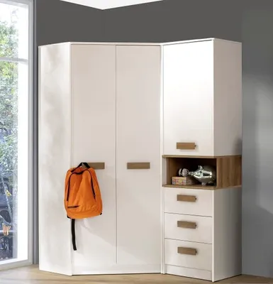 Produktbild von DESIGN MÖBEL Eckkleiderschrank mit Schubladen – Schrank für Schlafzimmer & Kinderzimmer – Garderobenschrank GUSTAVO 15