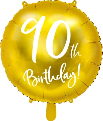 Immagine prodotto di 1 palloncino in foil Happy Birthday 90° compleanno decorazione punti oro bianco 45 cm non riempito
