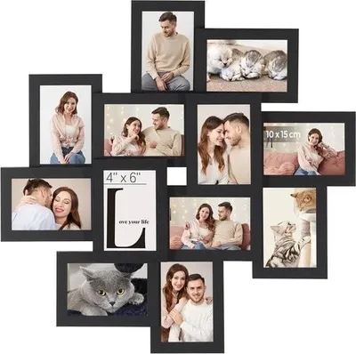 Obrázek produktu pro Rámeček na fotografie - Stojan na fotografie - Obdélníkový rámeček na fotografie - Dekorace do bytu - Na 12 fotografií formátu 4 x 6