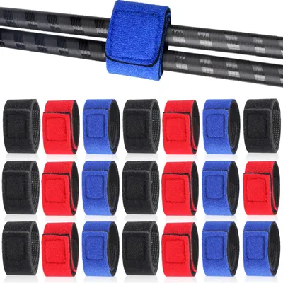 Image de Sangles adhésives pour cannes à pêche - Lot de 21 pièces - Pour fixer les accessoires de pêche - Noir, bleu, rouge