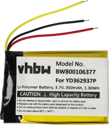 Produktbild von vhbw Akku Ersatz für GoPro YD362937P für Fernbedienung Remote Control (350 mAh, 3,7 V, Li-Polymer)