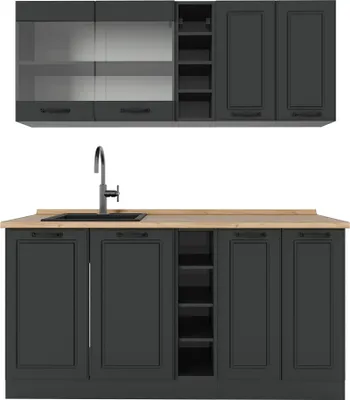 Produktbild von Singleküche Vicco R-Line Anthrazit Landhaus/Anthrazit 160 cm ohne Arbeitsplatte, Model 53772