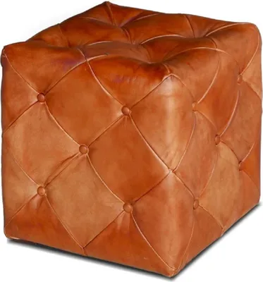 Image de Casa Padrino - Pouf de luxe en cuir Chesterfield 40 x 40 x H. 45 cm - Plusieurs couleurs disponibles - Pouf en cuir véritable - Meubles de salon Chesterfield