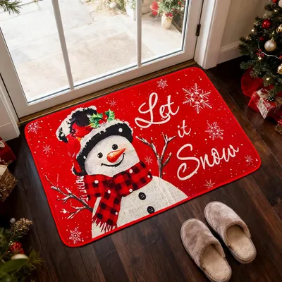 Produktbild von Fu?matte Weihnachten, Schneemann Weihnachten Fu?matte, Schmutzfangmatte Waschbar fš¹r Innen und Au?en, rutschfest Weihnachts Fu?mattes fš¹r Flur, Wohnzimmer, Badezimmer, 40 x 60 cm