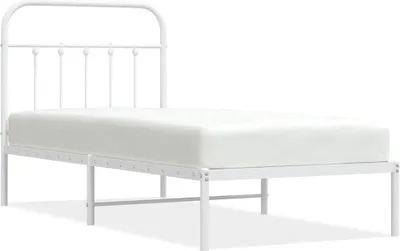 Produktbild von vidaXL Bettgestell mit Kopfteil Metall Weiß 90x200 cm