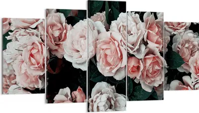 Produktbild von Bild auf Leinwand - Leinwandbild - 5 Teile - Rosen Blumen Blätter - 160x85cm - Wand Bild - Wanddeko - Wandbilder - Leinwanddruck - Bilder - Wanddekoration - Leinwand bilder - Wandbild - EA160x85-4760